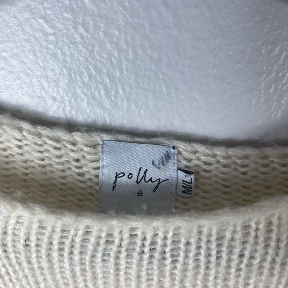 Poly Brand Beige Balloon Sleeves Fuzzy Soft Sweater - Picture 6 of 11